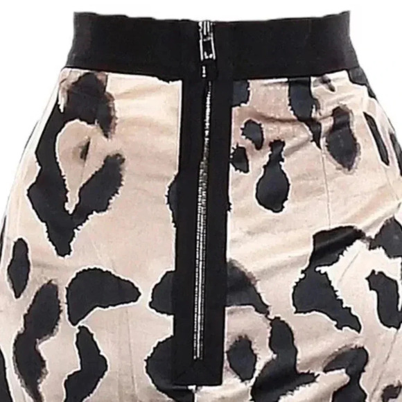 Ann Taylor Animal Leopard Print Silk Exposed Zipper Pencil Skirt Size 4 S Small - Picture 3 of 7